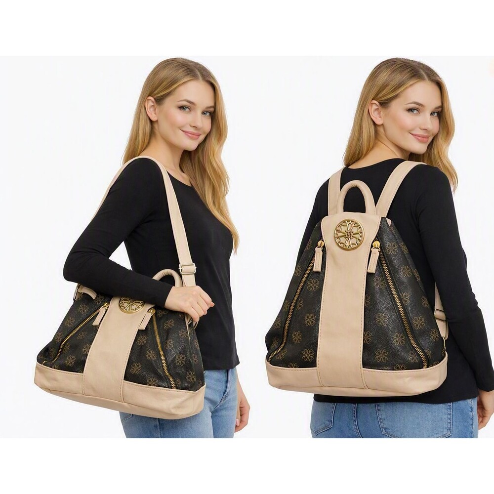 Avon Signature Collection Brown/Beige Large Shoulder/Backpack Bag Boho Preppy
